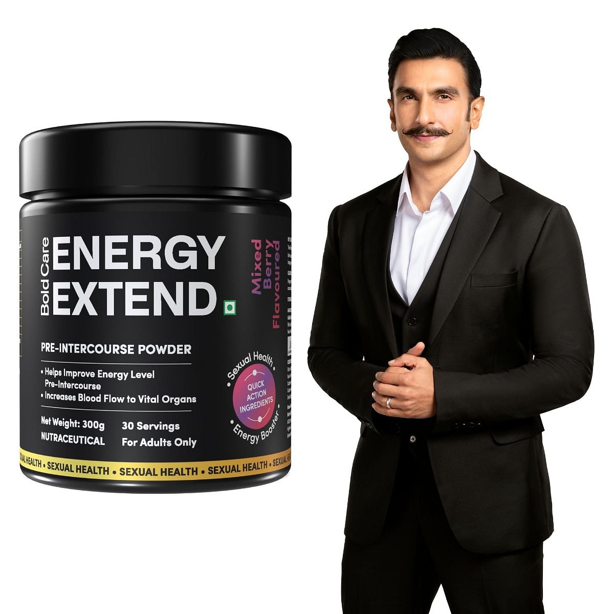 Bold Care Energy Extend Elixir - Pre-intercourse Powder Quickly Boosts Energy Level Increases Blood Flow to Vital Organs Mixed Berry Flavour