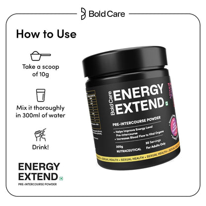 Bold Care Energy Extend Elixir - Pre-intercourse Powder Quickly Boosts Energy Level Increases Blood Flow to Vital Organs Mixed Berry Flavour