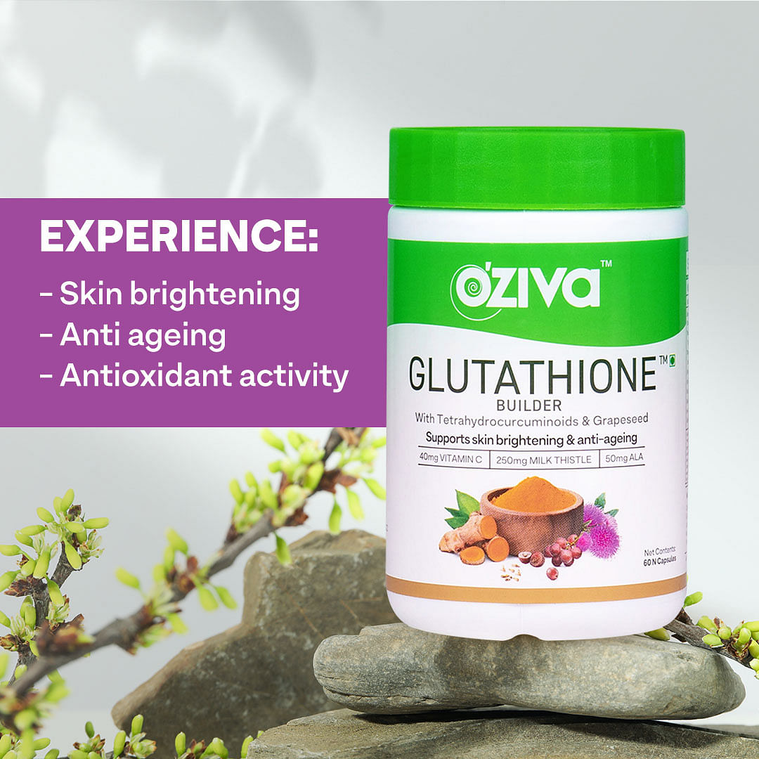 Oziva Plant Based Glutathione Builder  60 Capsules Vitamins  Milk Thistle  Ala  Skin Brightening  Anti Ageing