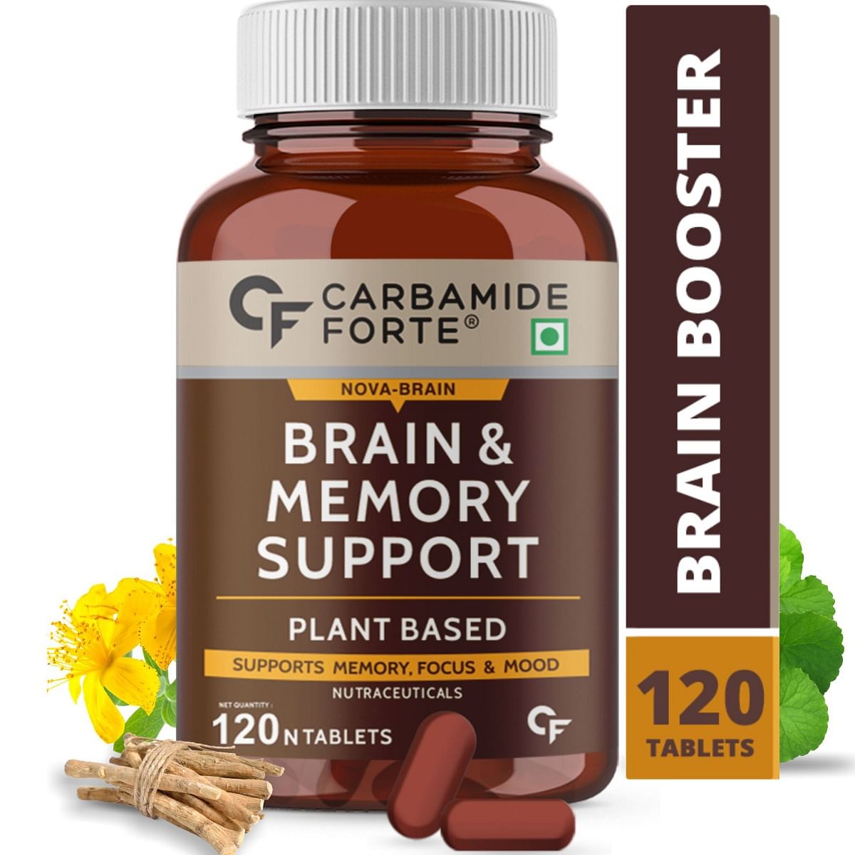 Brain SupportCarbamide Forte Brain Support Supplement for Memory  Focus with Brahmi Bacopa Monnieri Ginkgo Biloba 120 Veg Tablets  Zingavita Omega 3 Fish Oil  Multivitamin For Immunity Energy  Heart Health 120 Capsules