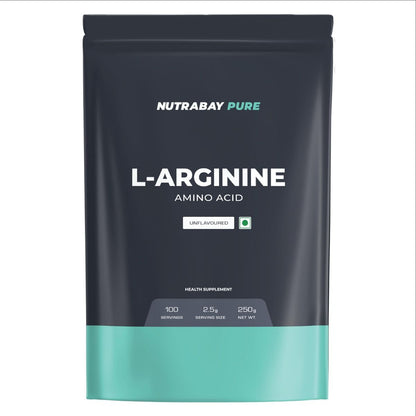 Nutrabay Pure L-Arginine 250g  100 Servings  Unflavoured  Fast Recovery  Build Muscle