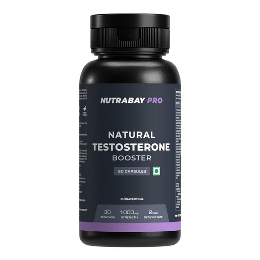 Nutrabay Pro Natural Testosterone Booster  Natural Testosterone Support For Energy Performance Stamina  Muscle Growth - 1000Mg 60 Veg Capsules