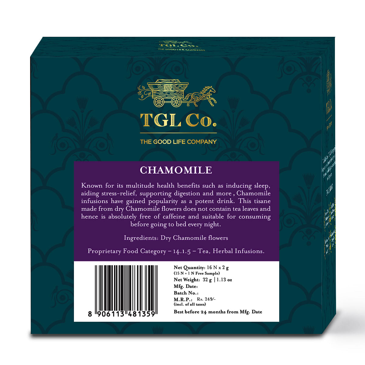 TGL Co. Chamomile Tea 16 Tea Bags