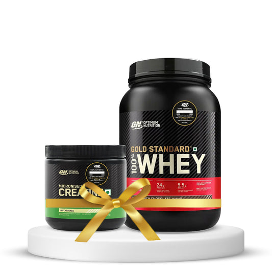 Optimum Nutrition ON Gold Standard 100 Whey Protein Powder 2 lbs 907 g Double Rich Chocolate  Optimum Nutrition ON Micronized Creatine Powder - 250 Gram Unflavored. Combo with Free Shaker