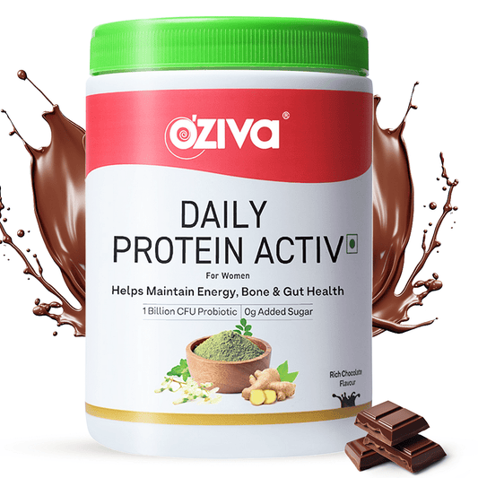 Oziva Daily Protein Activ for Women: Energy, Bone Health, Hormonal Balance, Clean Protein, Tulsi, Probiotics, Chocolate 300G