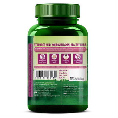 Vlados Himalayan Organics Biotin 10000 mcg Supplement with Keratin Amino Acids  Multivitamin - 120 Veg Tablets