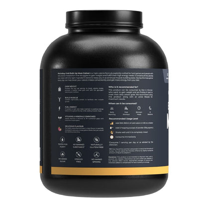 Nutrabay Gold Bulk Up Mass Gainer: 30g Protein, Digestive Enzymes, Vitamins & Minerals, 3kg Strawberry.