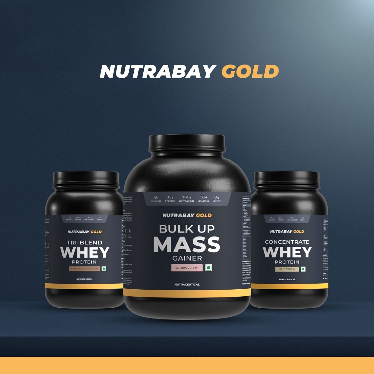 Nutrabay Gold Bulk Up Mass Gainer: 30g Protein, Digestive Enzymes, Vitamins & Minerals, 3kg Strawberry.