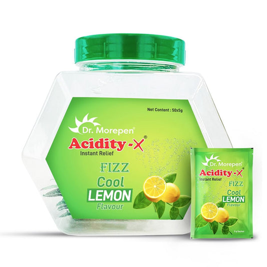 Dr. Morepen Acidity-X Fizz for Indigestion Acidity  Gas Relief Cool Lemon Flavour - 50 Sachets