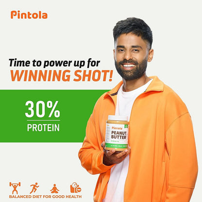 Pintola All Natural Peanut Butter Crunchy 1kg  Pintola HIGH Protein Peanut Butter Dark Chocolate Creamy 510g  30 Protein  High Fibre  NO Salt