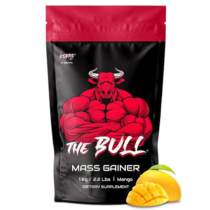 Kobra Labs The Bull Mass Gainer with 23 Vitamins  Minerals High Protein and Calories 1kg Mango