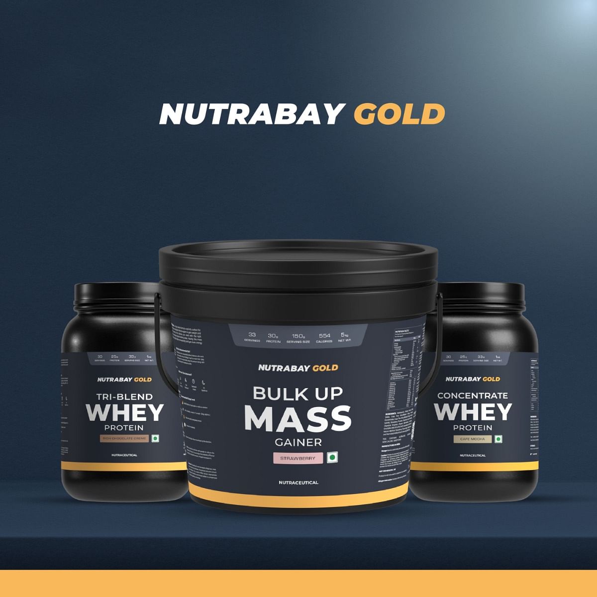 Nutrabay Gold Bulk Up Mass Gainer Carbs to Protein Blend 31 30g Protein with Digestive Enzymes Vitamins  Minerals Weight Gain Supplement  - 5kg Strawberry