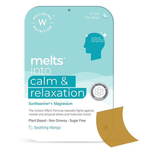 Wellbeing Nutrition Melts Calm  Relaxation  Suntheanine L-theanine Magnesium  Chamomile 30 oral strips