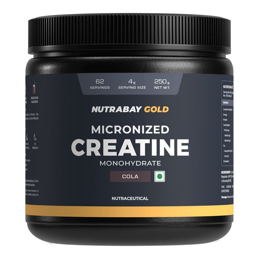 Nutrabay Gold Micronized Creatine Monohydrate 250g  62 Serving  Cola Flavor  Greater Strength