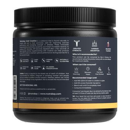 Nutrabay Gold Micronized Creatine Monohydrate 250g  62 Serving  Cola Flavor  Greater Strength