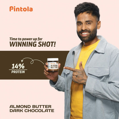 Pintola Almond Butter Dark Chocolate Spread, 200g, Crunchy, Rich in Fiber & Protein, Non-GMO, Gluten-Free, Cholesterol-Free.