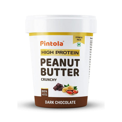 High Protein All Natural Peanut Butter Crunchy 510g  Pintola HIGH Protein Peanut Butter Dark Chocolate Crunchy 510gm