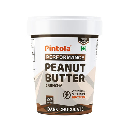 Pintola Dark Chocolate Performance Series Peanut Butter Crunchy  Vegan Protein  26 Protein  High Protein  Source of Fiber