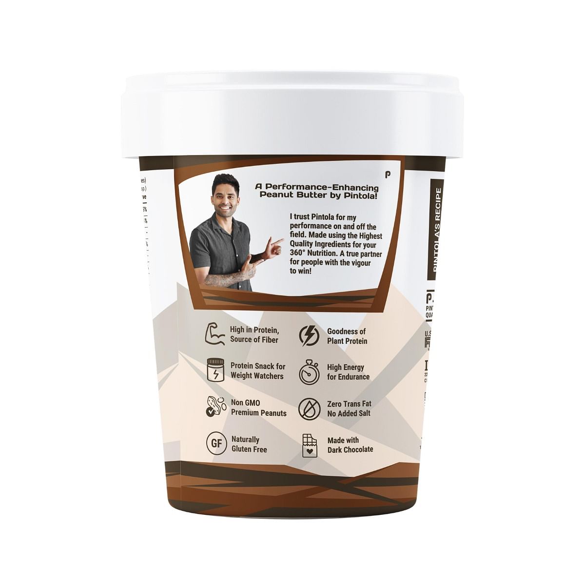 Pintola Dark Chocolate Performance Series Peanut Butter Crunchy  Vegan Protein  26 Protein  High Protein  Source of Fiber