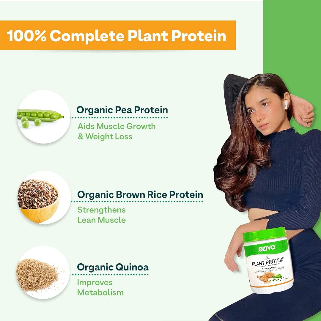 Oziva Organic Plant Protein Powder  30g Vegan Protein  Unflavored  Lean Muscle  Improve Metabolism