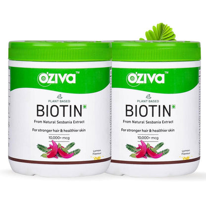 OZiva Plant Based Biotin for Improved Hair Thickness 100 Natural Clinically ProvenLemon Sesbania 250g