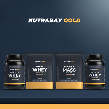 Nutrabay Gold Vital Whey Protein 1Kg  20 Serving  20g Protein  Belgian Chocolate Flavour  Greater Strength  Build Muscle