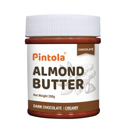 Pintola Almond Butter Dark Chocolate: Roasted Almonds, Rich in Fiber & Protein, Non-GMO, Gluten-Free, Cholesterol-Free, 200g Creamy.
