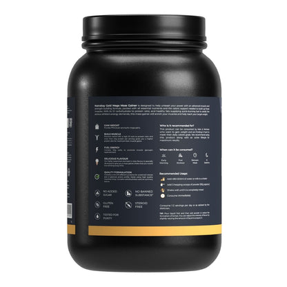 Nutrabay Gold Mega Mass Weight Gainer - 1Kg Vanilla Ice Cream  Gluten Free Steroid Free No Banned Substance No Added Sugar  Tested For Purity
