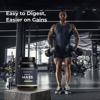 NUTRABAY Gold Mega Mass Gainer Protein Powder 2Kg - 40g Protein, 714 Calories, 7.8g BCAAs, Easy Digesting for Men & Women.