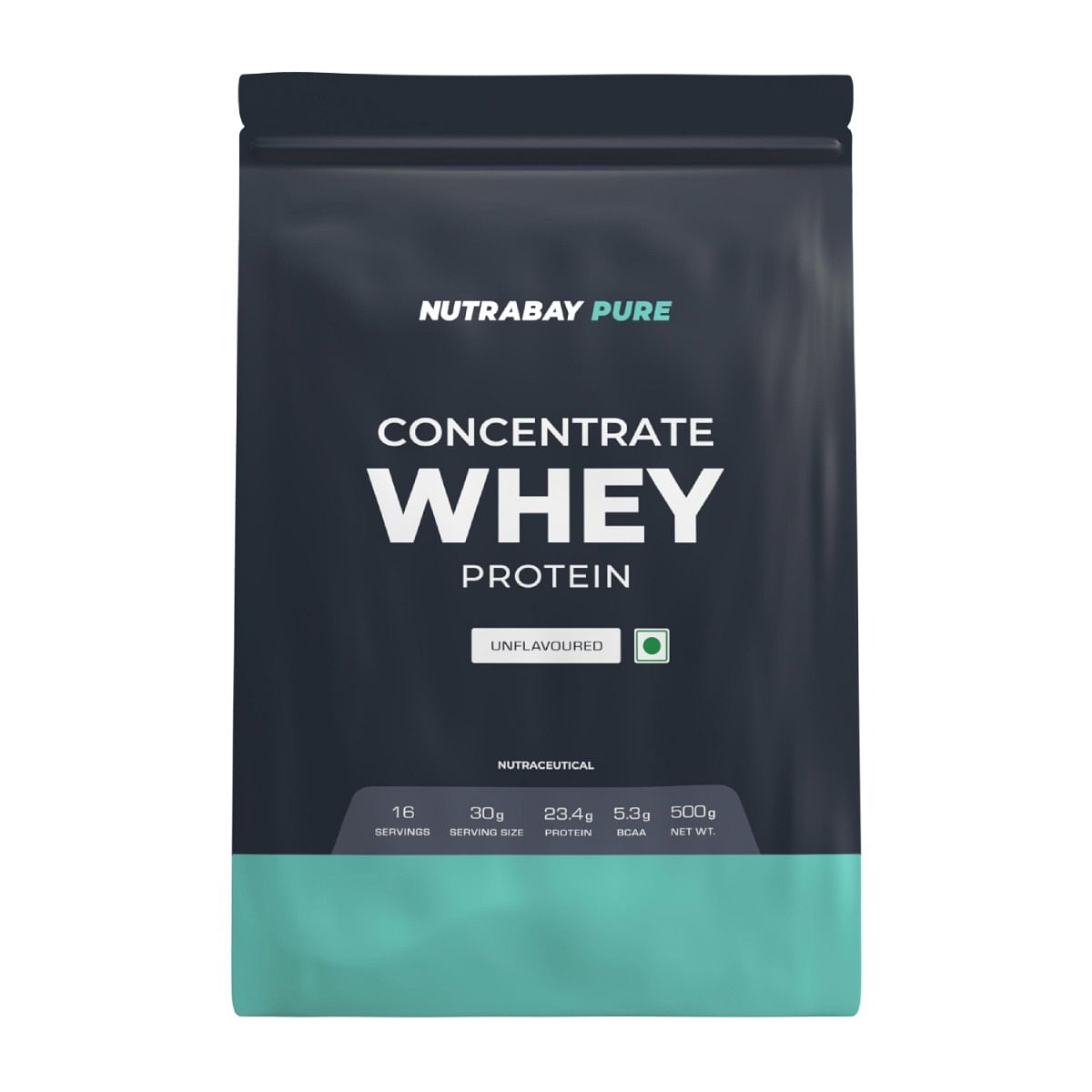 NUTRABAY Pure 100 Raw Whey Protein: 23.4g Protein, 5.3g BCAA, 3.9g Glutamic Acid for Muscle Growth & Recovery. Unflavoured Gym Supplement for Men & Women.