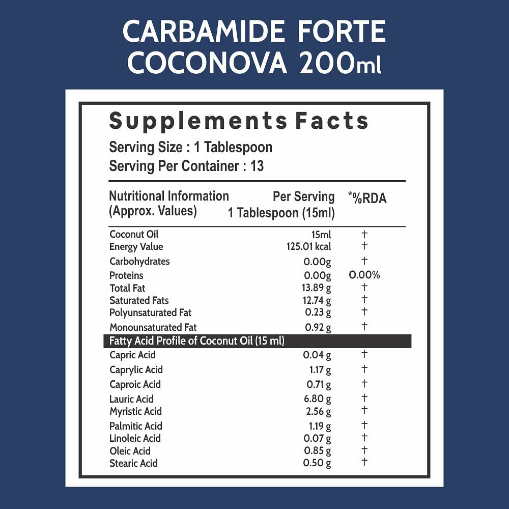 Carbamide Forte 100 Pure Extra Virgin Cold Pressed Coconut Oil for Skin Hair Growth  Cooking  200ml