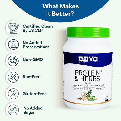 OZiva Protein  Herbs for Men Chocolate