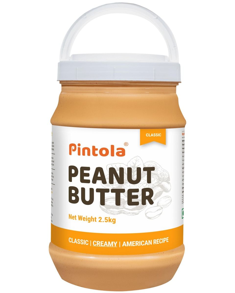 Pintola Classic Peanut Butter, High Protein, Non-GMO, Gluten-Free, Zero Cholesterol, Creamy, 2.5kg.