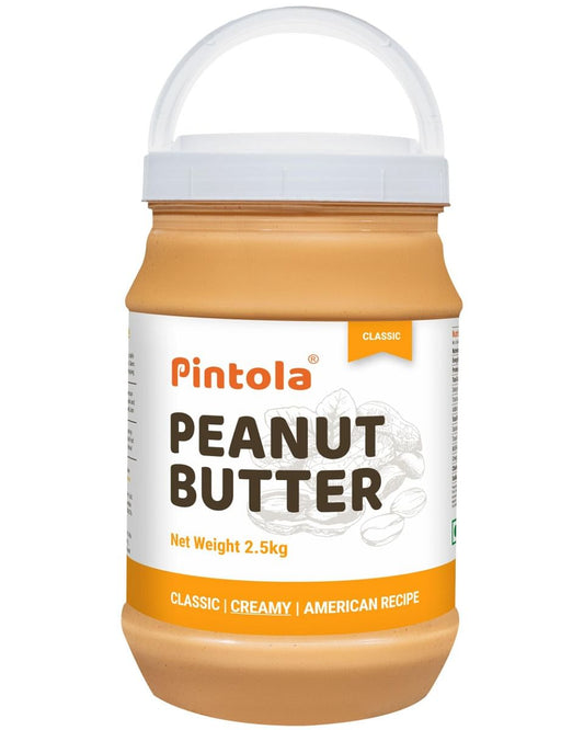 Pintola Classic Peanut Butter, High Protein, Non-GMO, Gluten-Free, Zero Cholesterol, Creamy, 2.5kg.