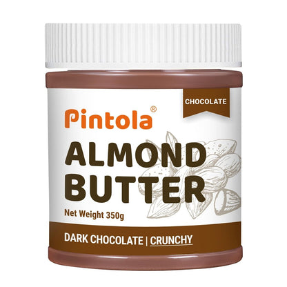 Pintola Almond Butter Dark Chocolate Made With Roasted Almonds  Dark Chocolate Spread Rich in Fiber  Protein  Non GMO Gluten Free Cholesterol Free  Crunchy