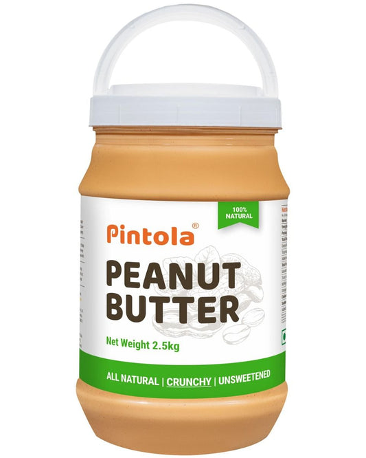 Pintola All Natural Peanut Butter  Rich in Fiber 30g Protein  Non GMO Naturally Gluten Free Cholesterol Free  Unsweetened Crunchy