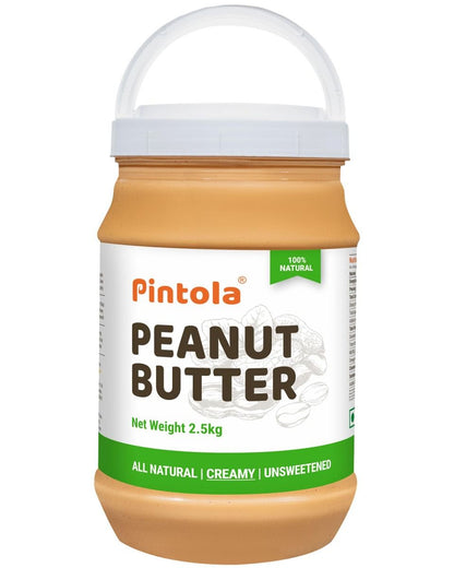 Pintola All Natural Peanut Butter  Rich in Fiber 30g Protein  Non GMO Naturally Gluten Free Cholesterol Free  Unsweetened Creamy