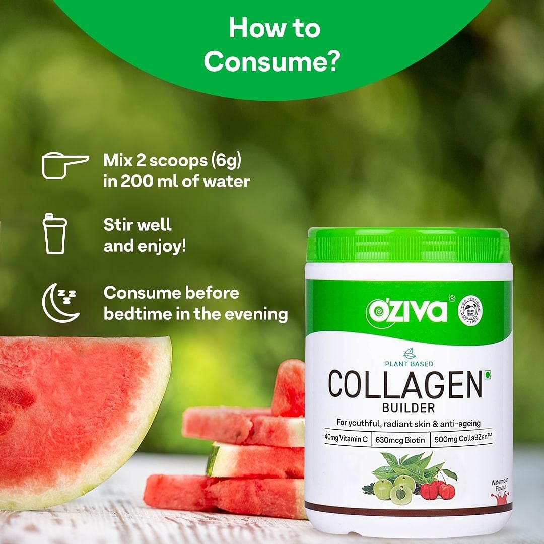 OZiva Collagen Builder for Anti-Ageing  Skin Radiance with Vitamin C Watermelon