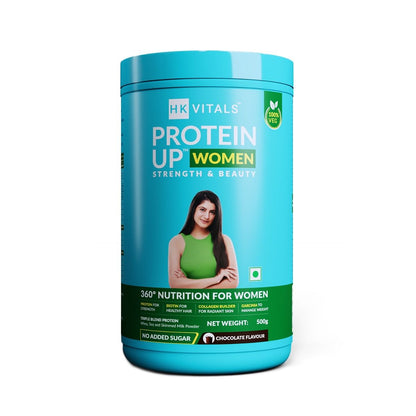 HealthKart HK Vitals ProteinUp Women: Veg Protein with Soy, Whey, Collagen, Biotin, Garcinia, Green Tea. No Added Sugar. Chocolate.