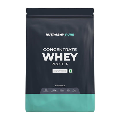 Nutrabay Pure Whey Protein Concentrate 1Kg  33 Servings  Unflavoured  Build Muscle  Fast Recovery