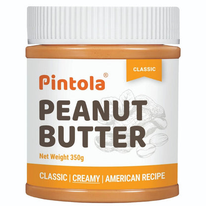 Pintola Classic Peanut Butter, High Protein, Non-GMO, Gluten-Free, Zero Cholesterol, Creamy, 350g.