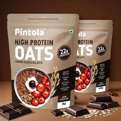 Pintola 22g High Protein Oats Dark Chocolate Oats for weight loss Breakfast Cereals Pouch