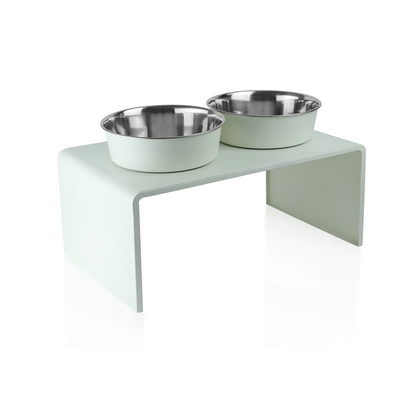 Pawpourri Metal Diner with Magnetic Bowl for Dogs and Cats White