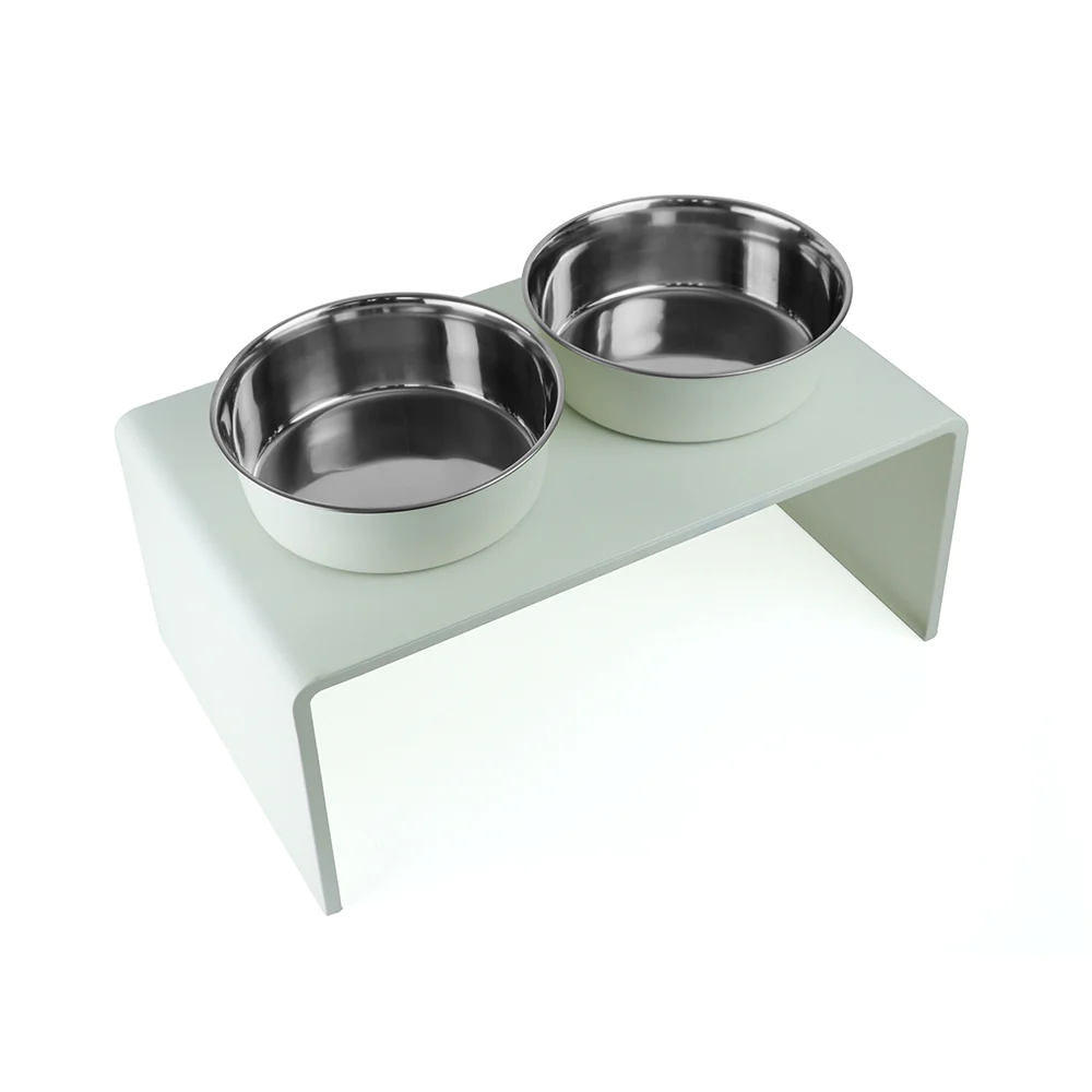 Pawpourri Metal Diner with Magnetic Bowl for Dogs and Cats White