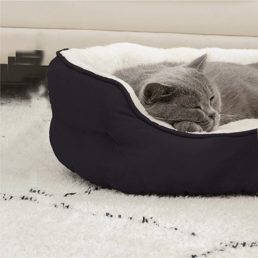 Fluffys Pawsome Round Washable Bed for Dogs and Cats Black