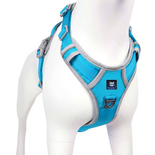 Hank 3M Reflective Harness for Puller Dogs GreyCyan Blue