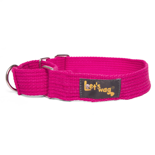 Lets Wag Martingale Fabric Collar for Dogs Pink