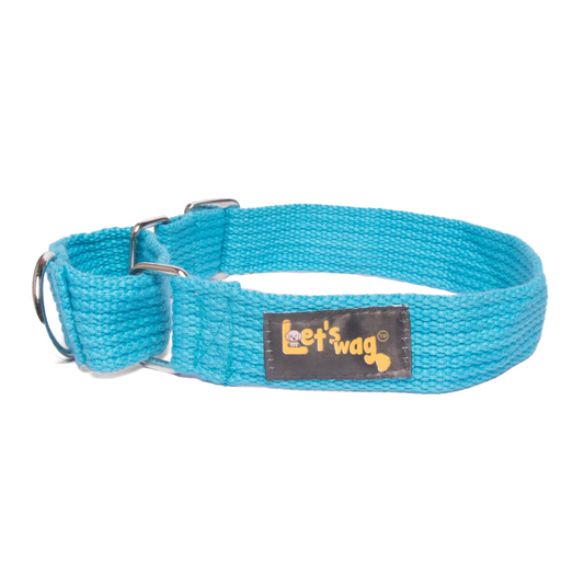Lets Wag Martingale Fabric Collar for Dogs Cobalt Blue