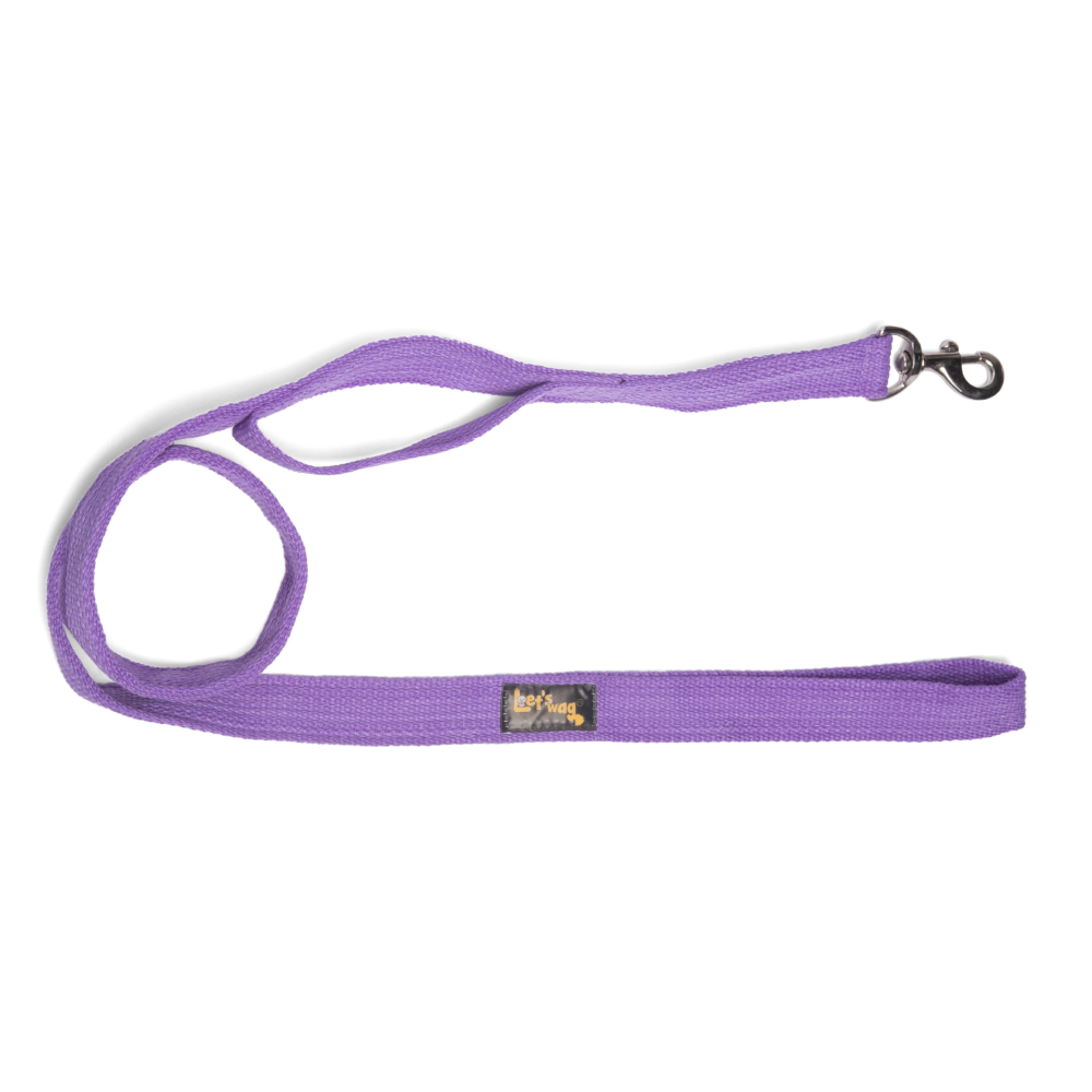 Lets Wag Double Handle Fabric Leash for Dogs Purple