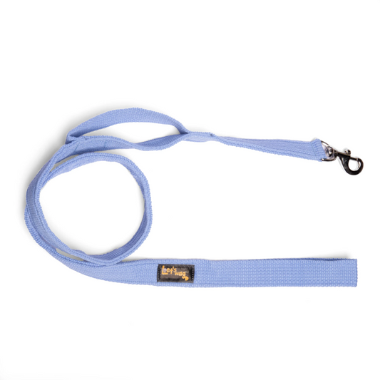 Lets Wag Double Handle Fabric Leash for Dogs Sky Blue